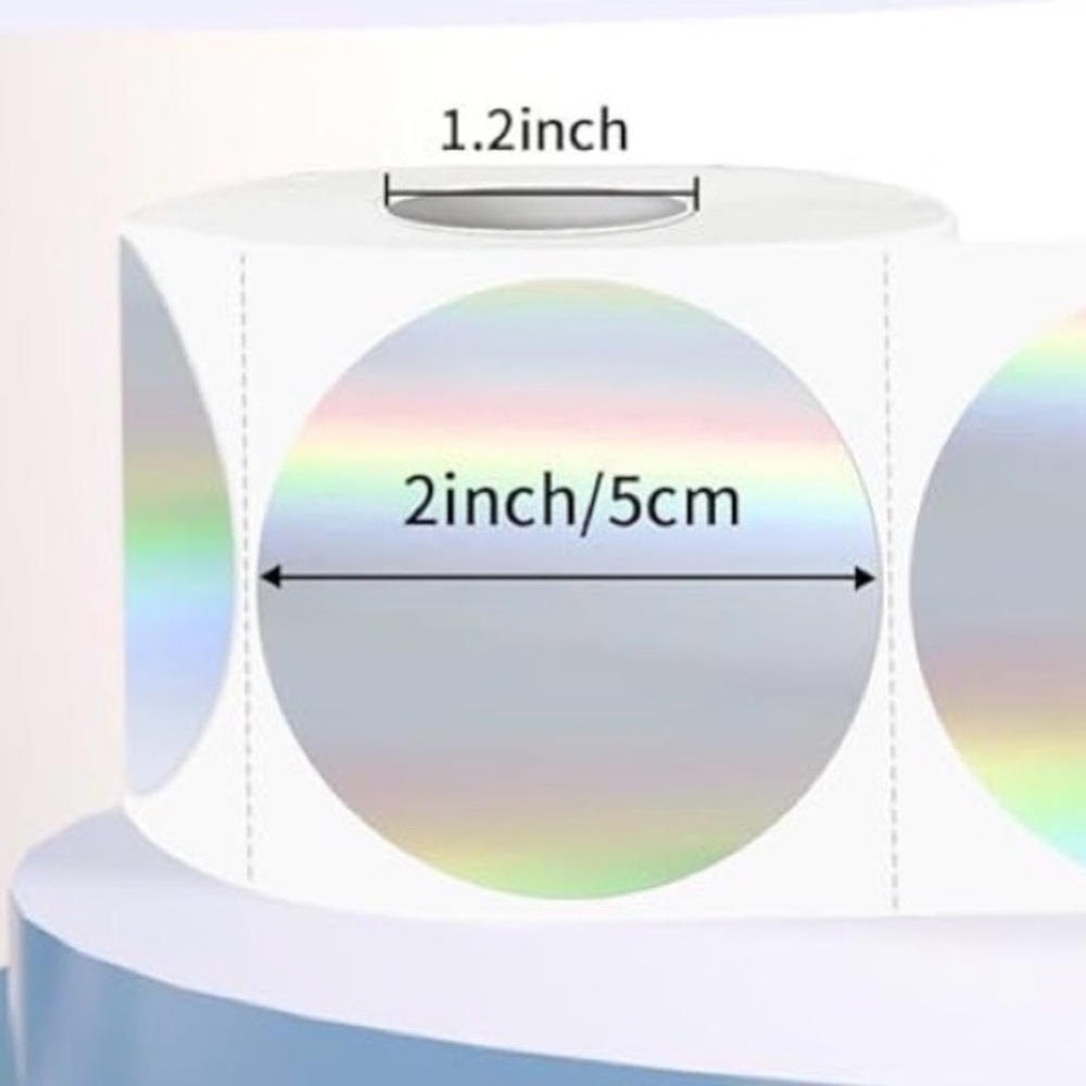 100 Custom 2” Closet QR Code Holographic Silver Waterproof Circle Stickers Rol - Picture 4 of 4